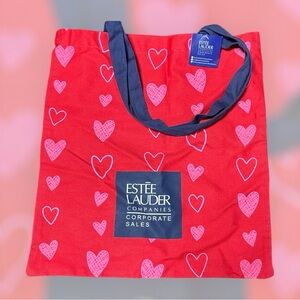 Estee Lauder Red and Pink Heart Tote‎